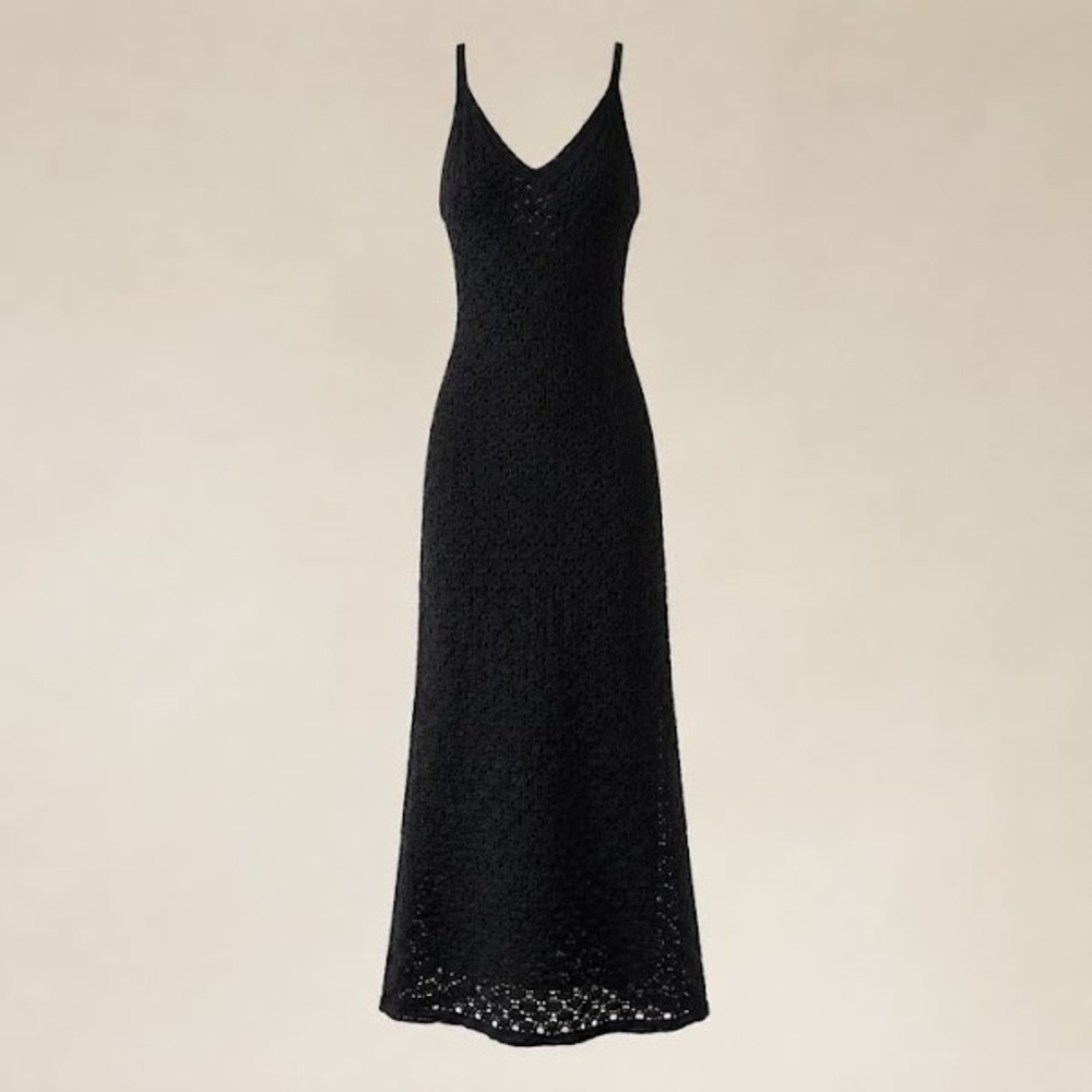Vintage All Over Crochet Maxi Dress Womens S Black Whimsigoth Dark Romantic